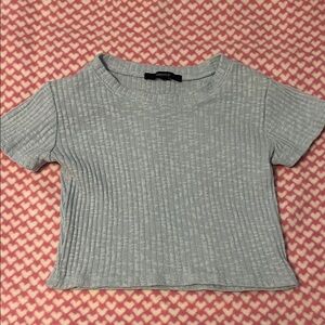 SHEIN Blue Ribbed Crop Top